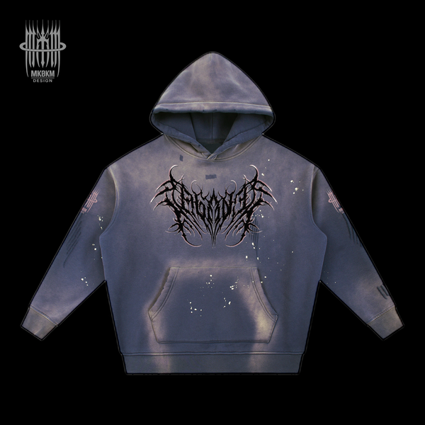 MK0KM Vintage Washed Frayed Fleece Hoodie GRX