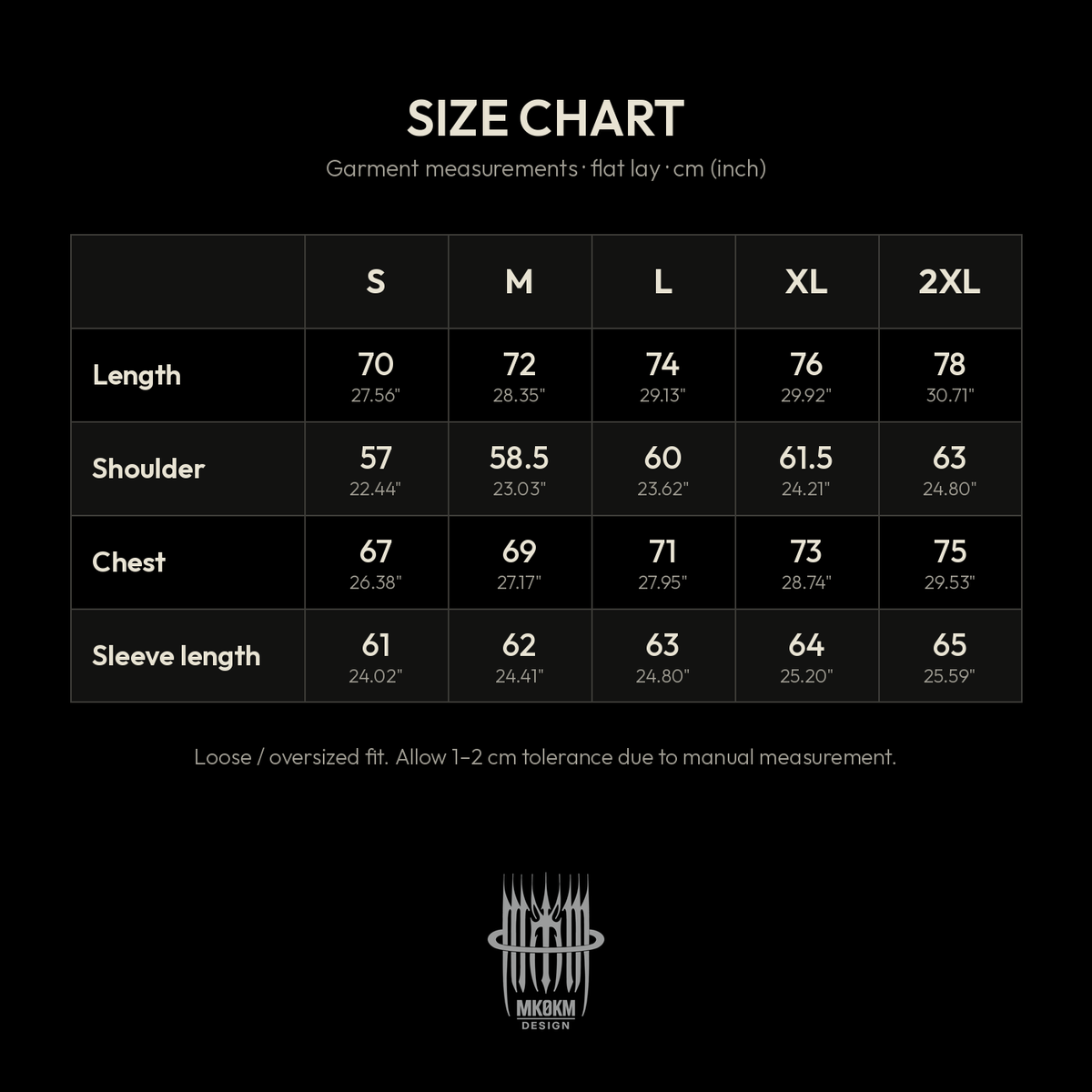 MK0KM Heavyweight Sunfade Oversized Hoodie GRX size chart