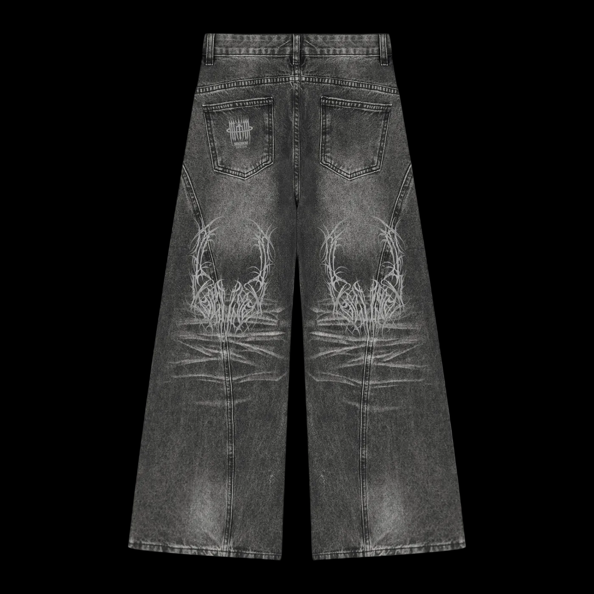 MK0KM Women’s Vintage Wash Wide Leg Denim Jeans