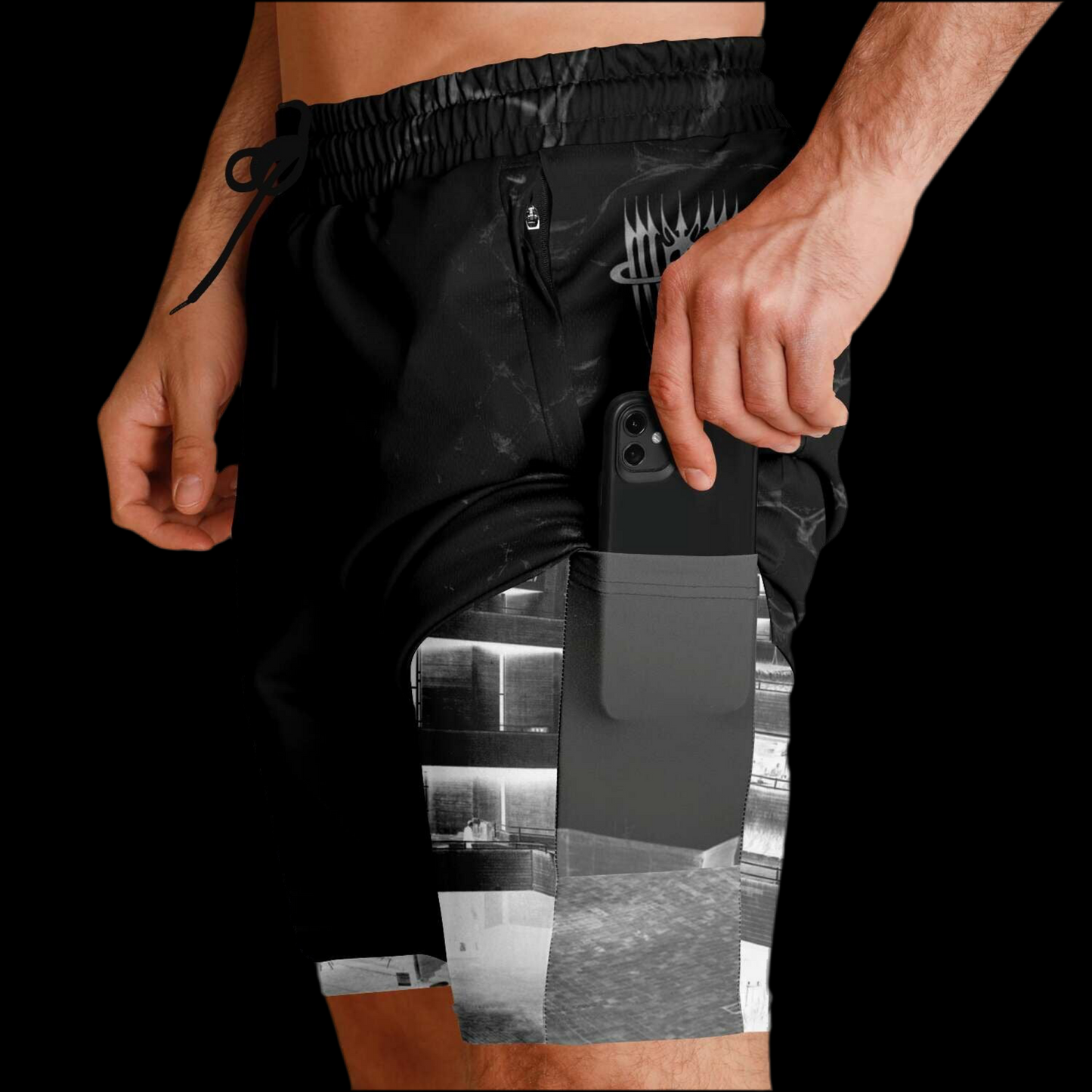 MK0KM Men's 2-in-1 Shorts BLK_PIT