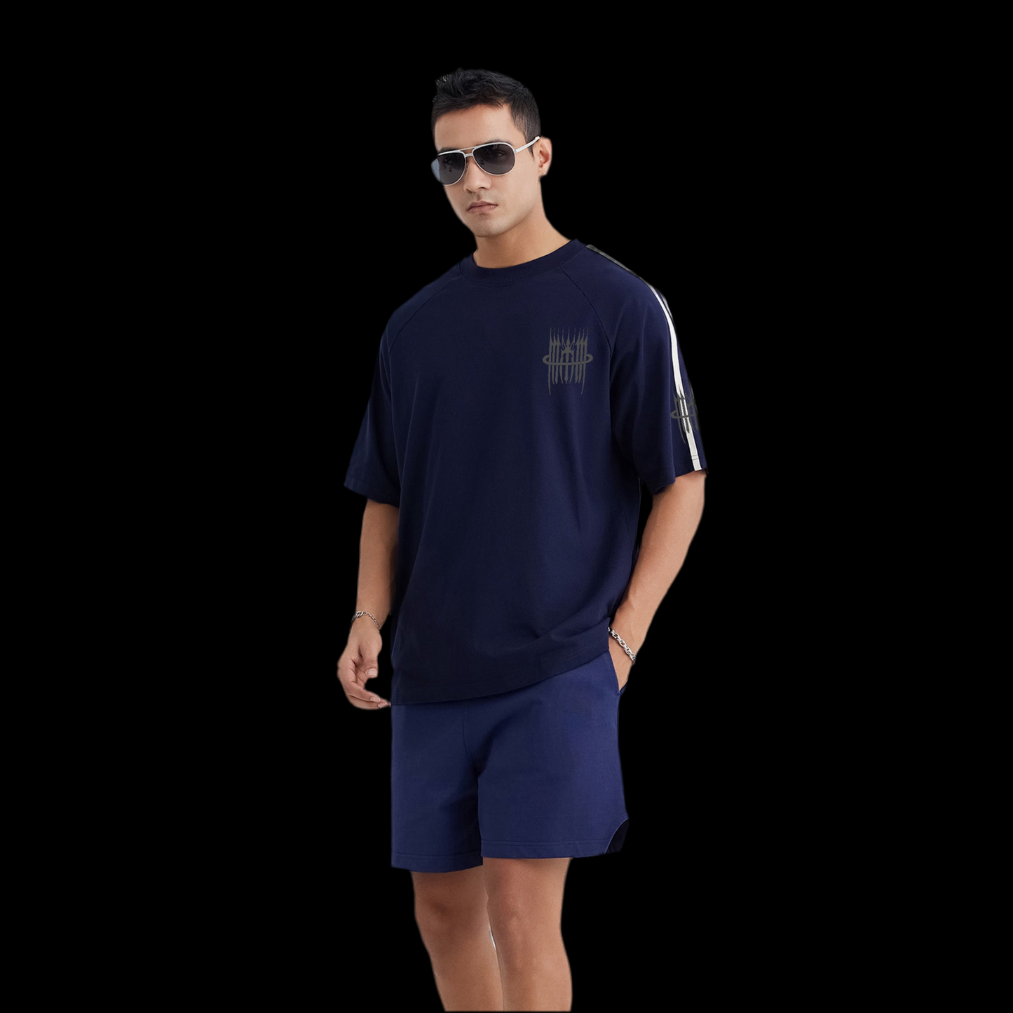 MK0KM Striped Sleeve Cotton T-Shirt