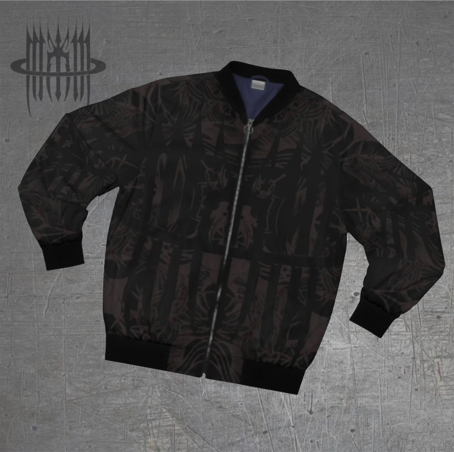 MK0KM Gothic Punk Printed Bomber Jacket - Dark Cleanse. Perfect for rave parties, stylish streetwear for every occasion! UK Style