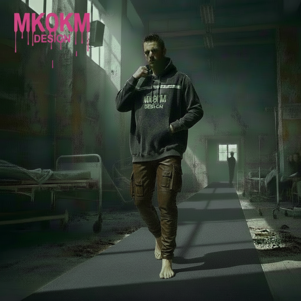 MK0KM Sun Fade Contrast Tape Fleece Hoodie