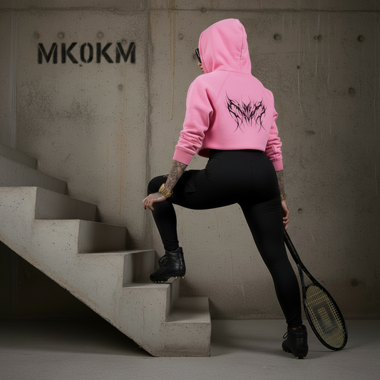 MK0KM Snow Washed Cropped Hoodie GRX