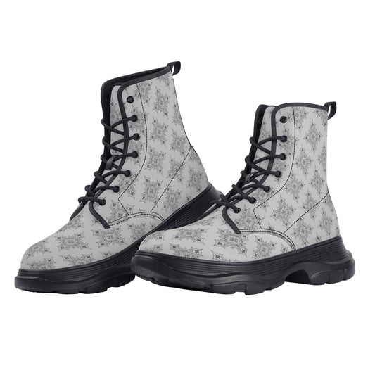 MK0KM Women's Leather Chunky Boots