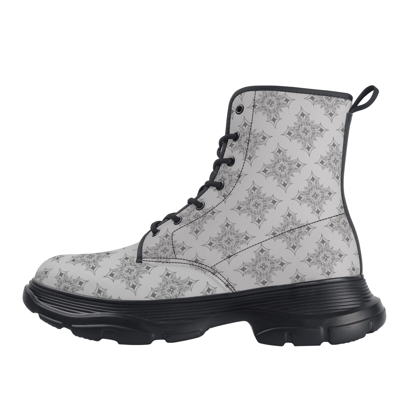 MK0KM Women's Leather Chunky Boots