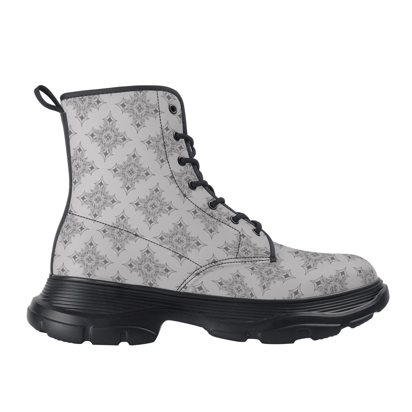 MK0KM Women's Leather Chunky Boots