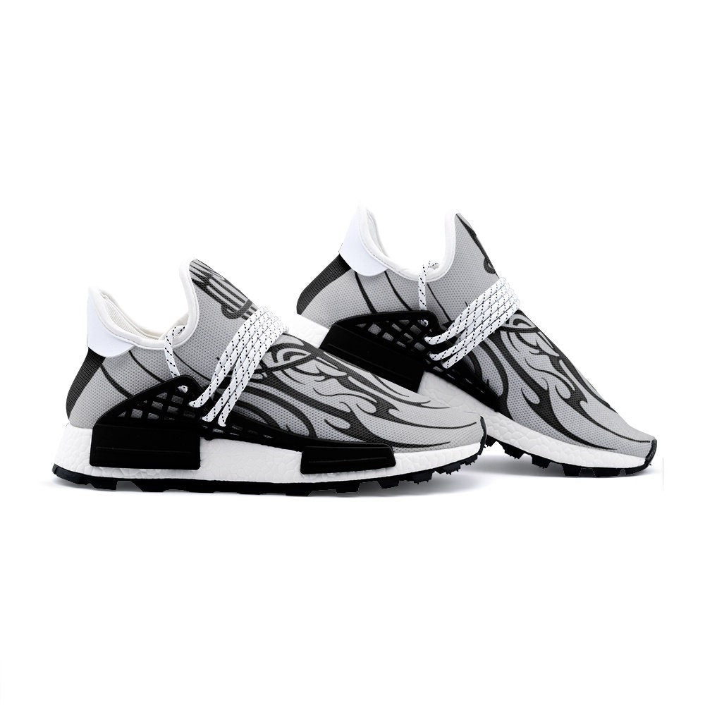 MK0KM Comfortable Eco Sustainable Unisex Sneakers - Dark Wave Goth Style in Grey & Black - Ethically Produced Footwear - Brutal Rave