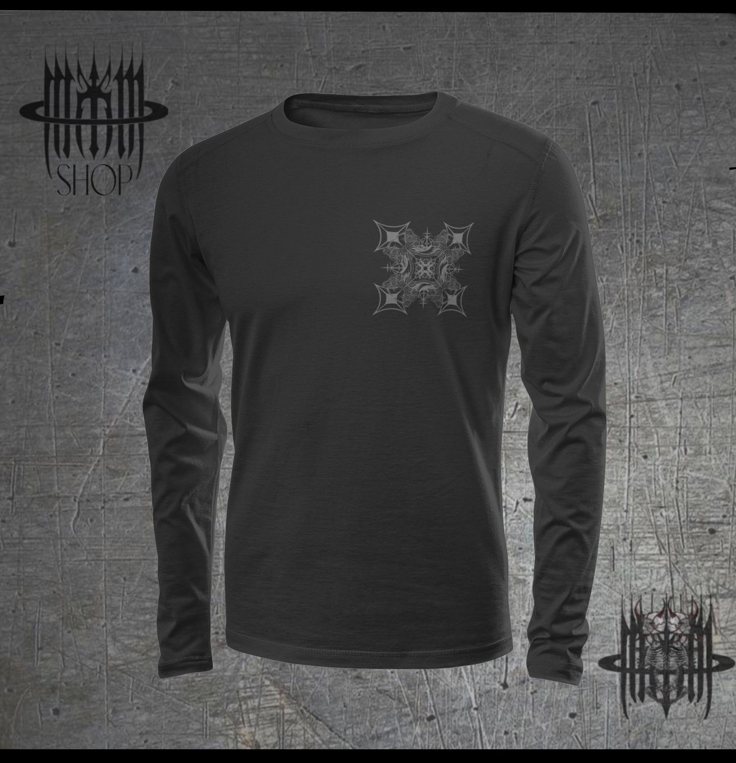 MK0KM Heavyweight 100% Cotton Goth Shirts: Darkness Sustainably with 4 Sphinx and Gothic Cross. Eco-friendly production for you Style