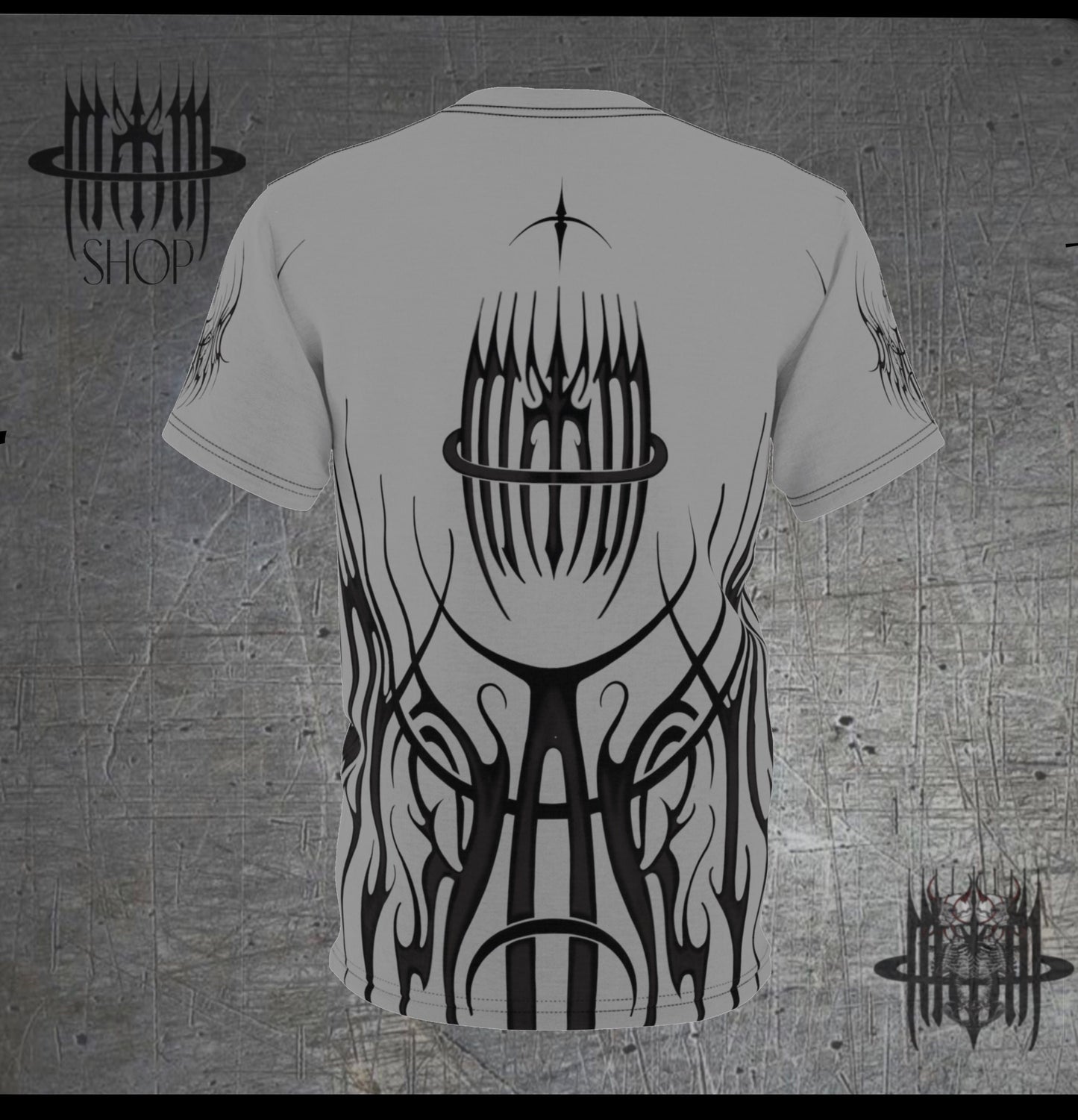 MK0KM Unisex Cut & Sew Tee (AOP) FLM_GRY