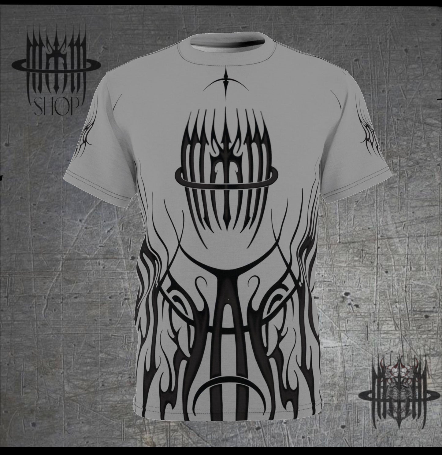 MK0KM Unisex Cut & Sew Tee (AOP) FLM_GRY