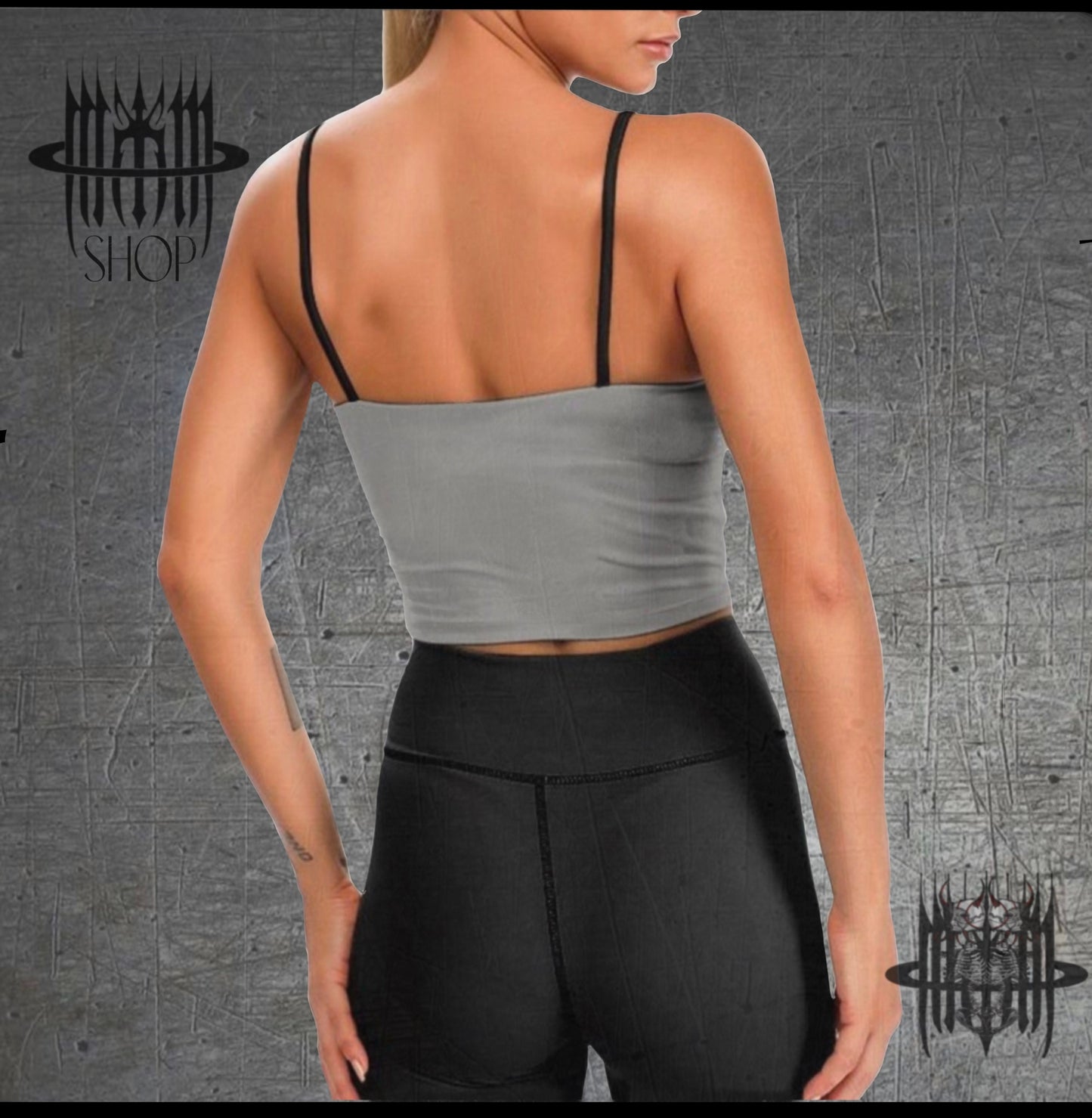 MK0KM Vintage Chic: Gothic Elegance, Comfort, and 4 Sphinx Cats on the Cross. Unique Women's Camisole for a Darkly Stylish Statement