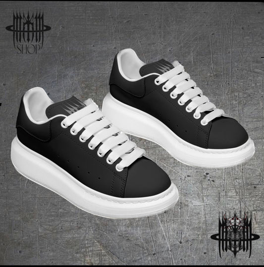 MK0KM Unisex Non Slip Lace Up Leather Sneakers