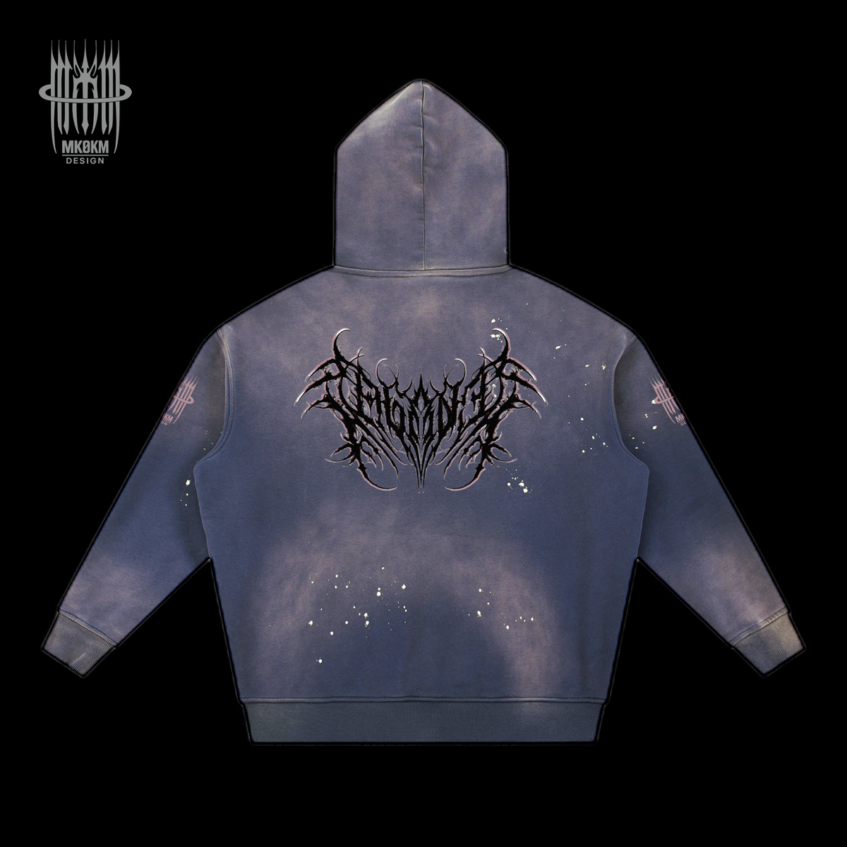 MK0KM Vintage Washed Frayed Fleece Hoodie GRX