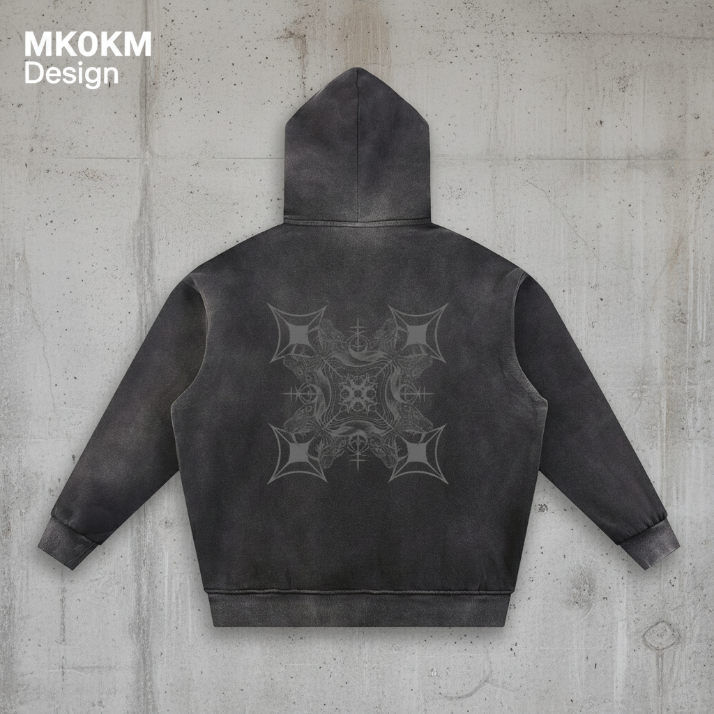 MK0KM Sun Fade Contrast Tape Fleece Hoodie