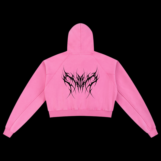 MK0KM Snow Washed Cropped Hoodie