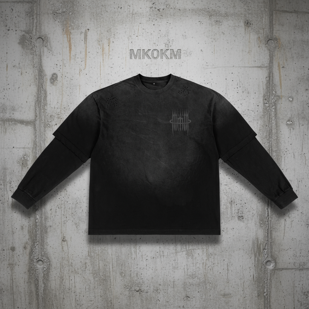 MK0KM Sunfade Hand-Frayed Faux Two-Piece T-Shirt