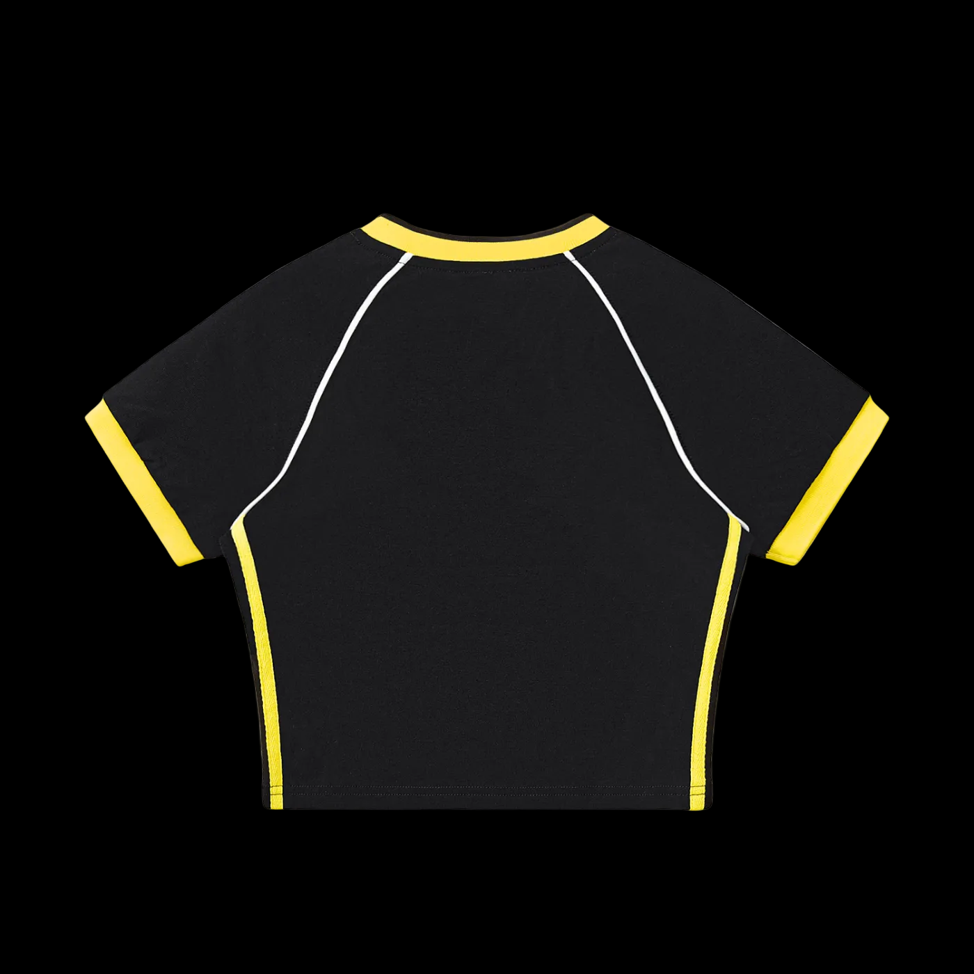 MK0KM Contrast Trim V-Neck Crop T-Shirt