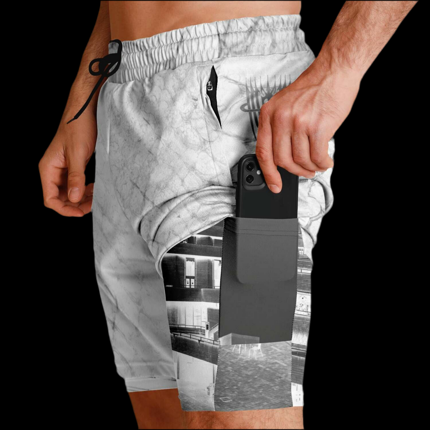 MK0KM Men's 2-in-1 Shorts WHT_PIT