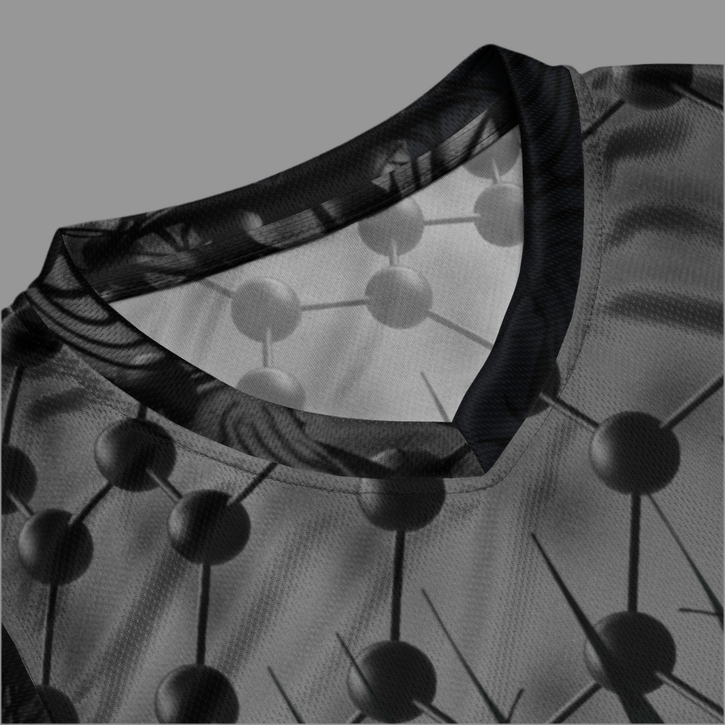 MK0KM Shadow Slam: Gray Dark Gothic Hoops basketball t-shirt DARK STORM TESLA