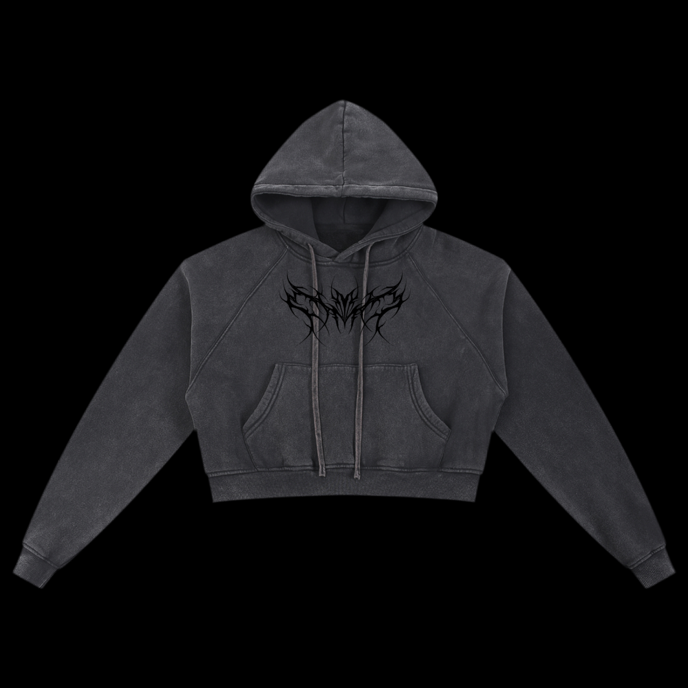 MK0KM Snow Washed Cropped Hoodie
