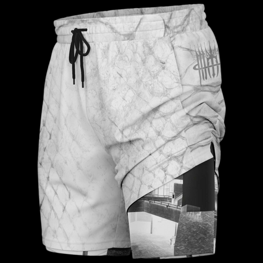 MK0KM Men's 2-in-1 Shorts WHT_PIT