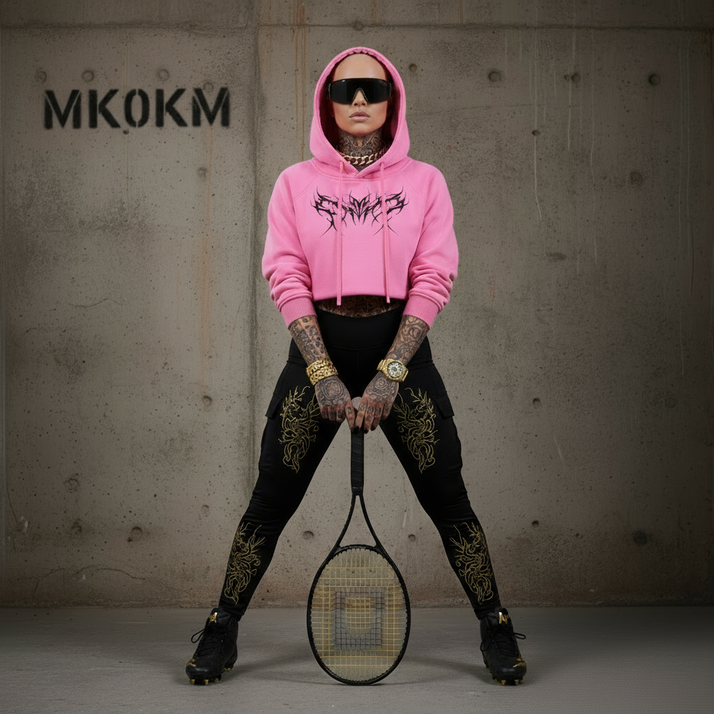 MK0KM Snow Washed Cropped Hoodie