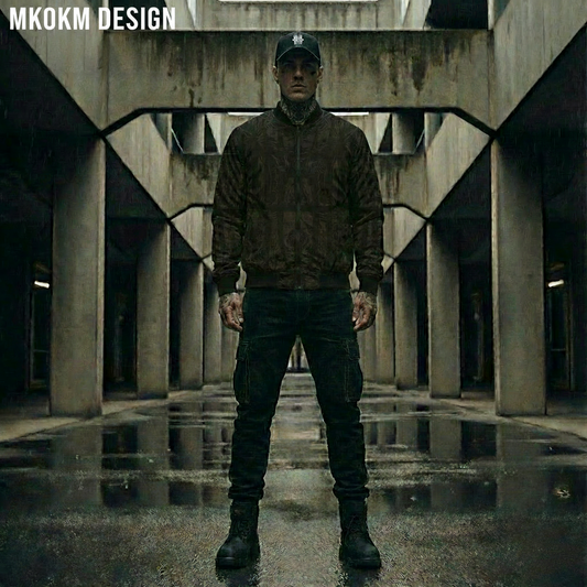 MK0KM  Gothic Punk Printed Bomber Jacket - Dark Cleanse. Perfect for rave parties, stylish streetwear for every occasion! UK Style