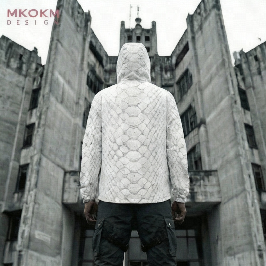 MK0KM Hooded Windbreaker (Model H23) WHT PIT