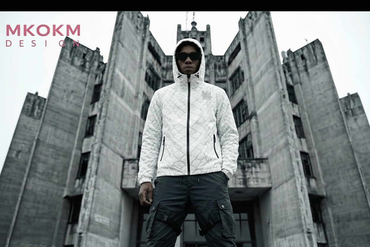 MK0KM Hooded Windbreaker (Model H23) WHT PIT