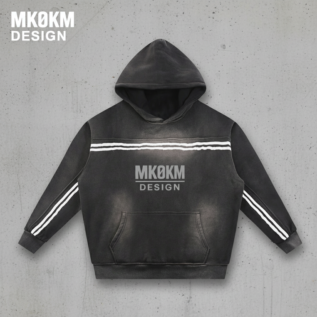 MK0KM Sun Fade Contrast Tape Fleece Hoodie