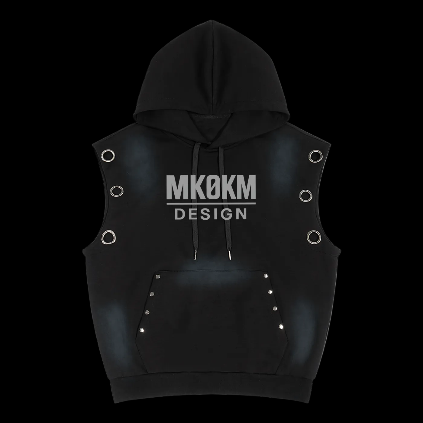MK0KM Unisex Vintage Wash Sun Fade Sleeveless Hoodie