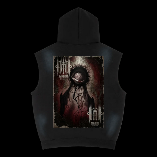 MK0KM Unisex Vintage Wash Sun Fade Sleeveless Hoodie