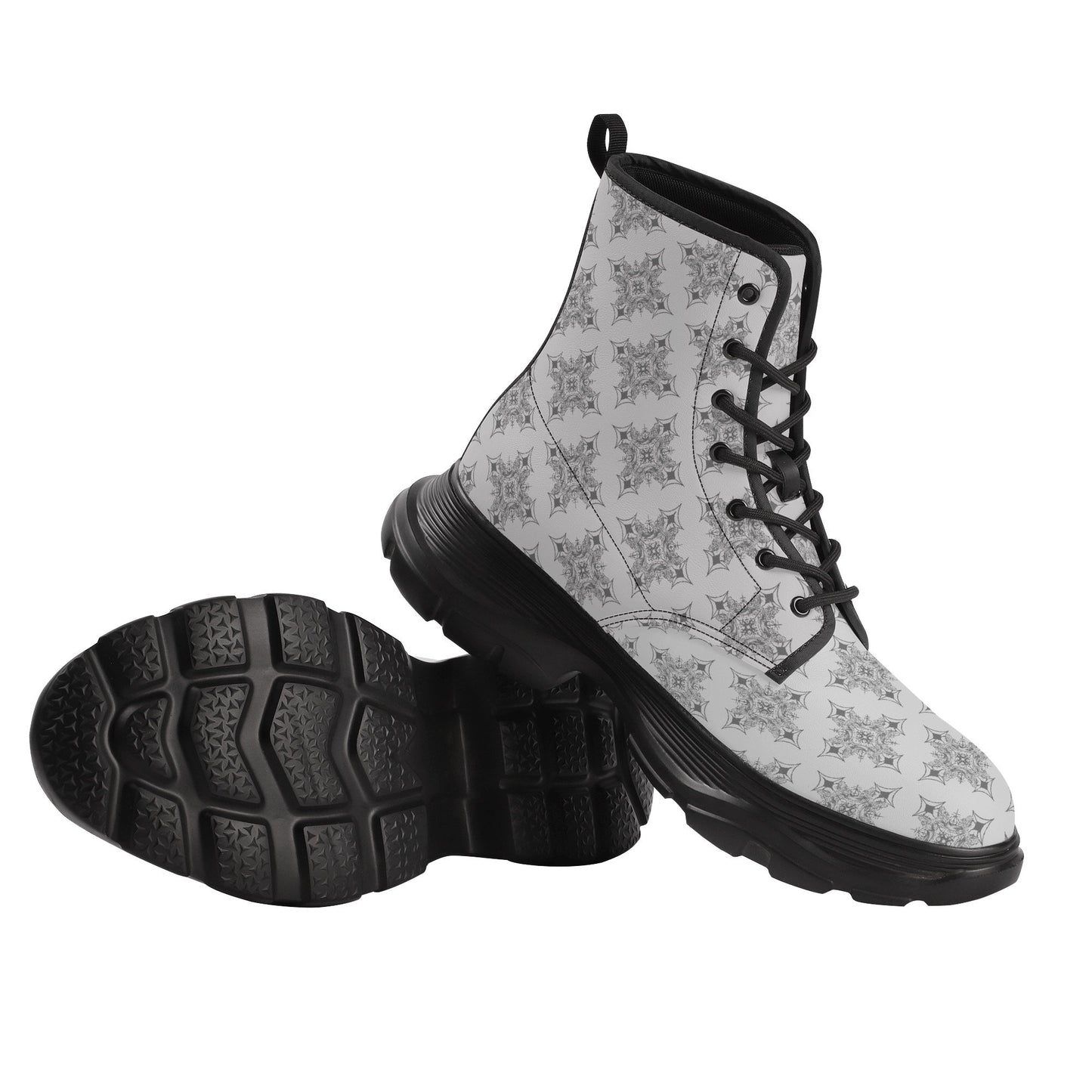 MK0KM Women's Leather Chunky Boots