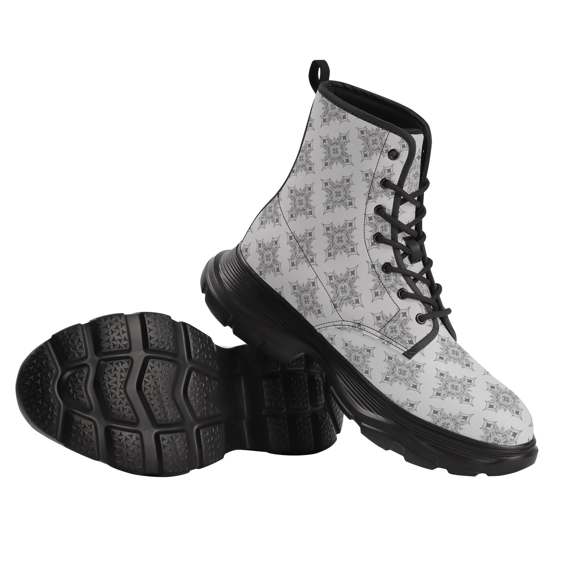 MK0KM Women's Leather Chunky Boots