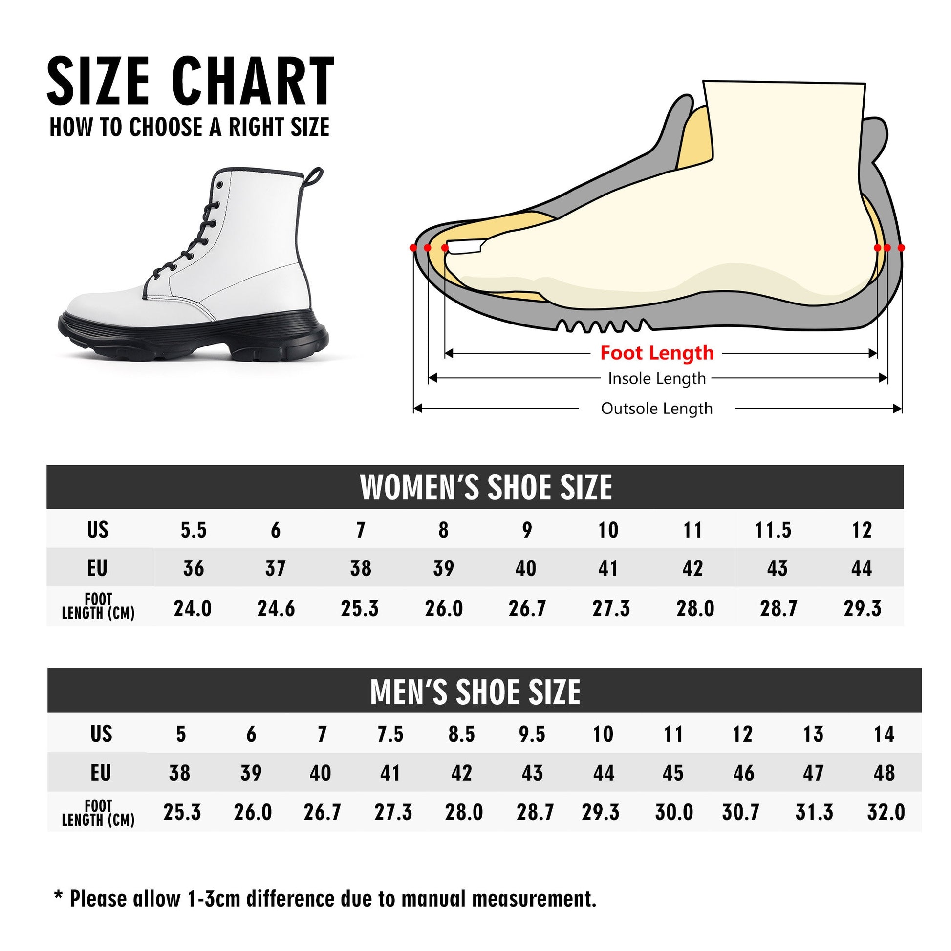 MK0KM Women's Leather Chunky Boots