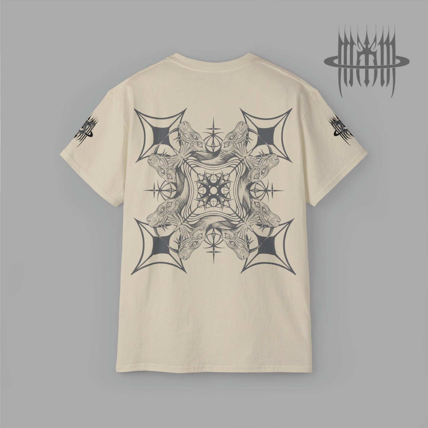 MK0KM Dark Sphinx Cat Gothic Cross Unisex Ultra Cotton Sustainable Fashion Eco-Gothic Diversity in Style: Unisex dark sand different colors