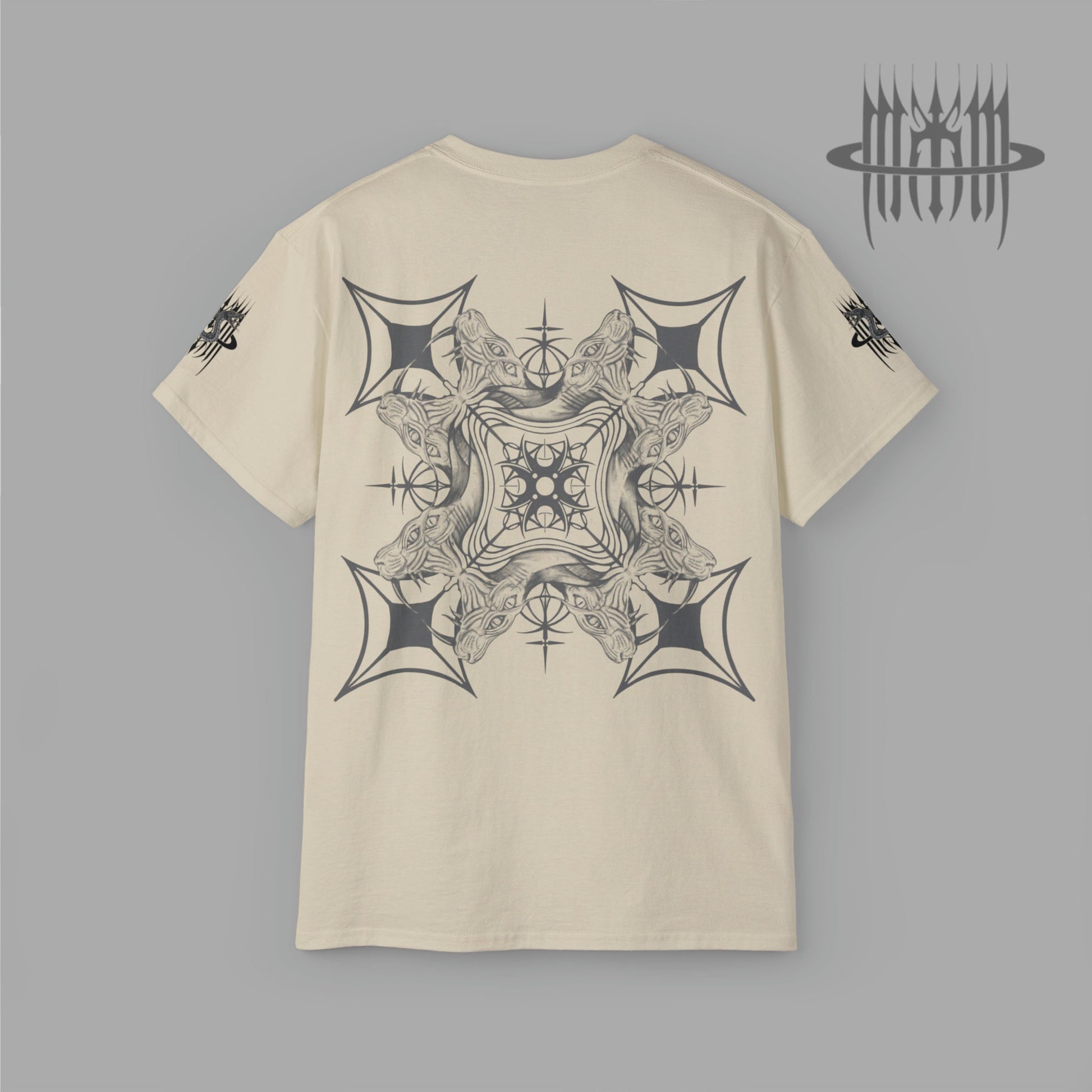 MK0KM Dark Sphinx Cat Gothic Cross Unisex Ultra Cotton Sustainable Fashion Eco-Gothic Diversity in Style: Unisex dark sand different colors