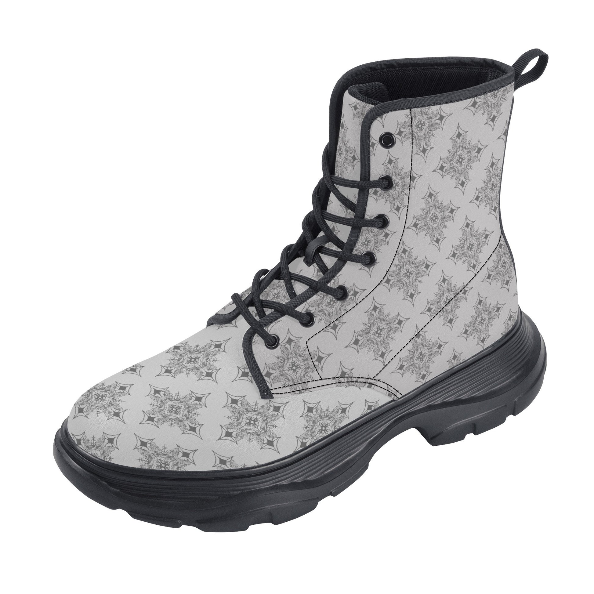 MK0KM Women's Leather Chunky Boots