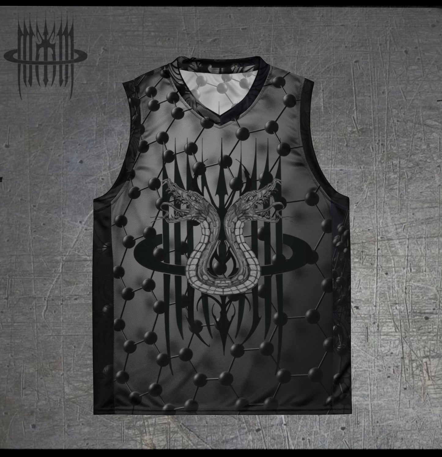 MK0KM Shadow Slam: Gray Dark Gothic Hoops basketball t-shirt DARK STORM TESLA