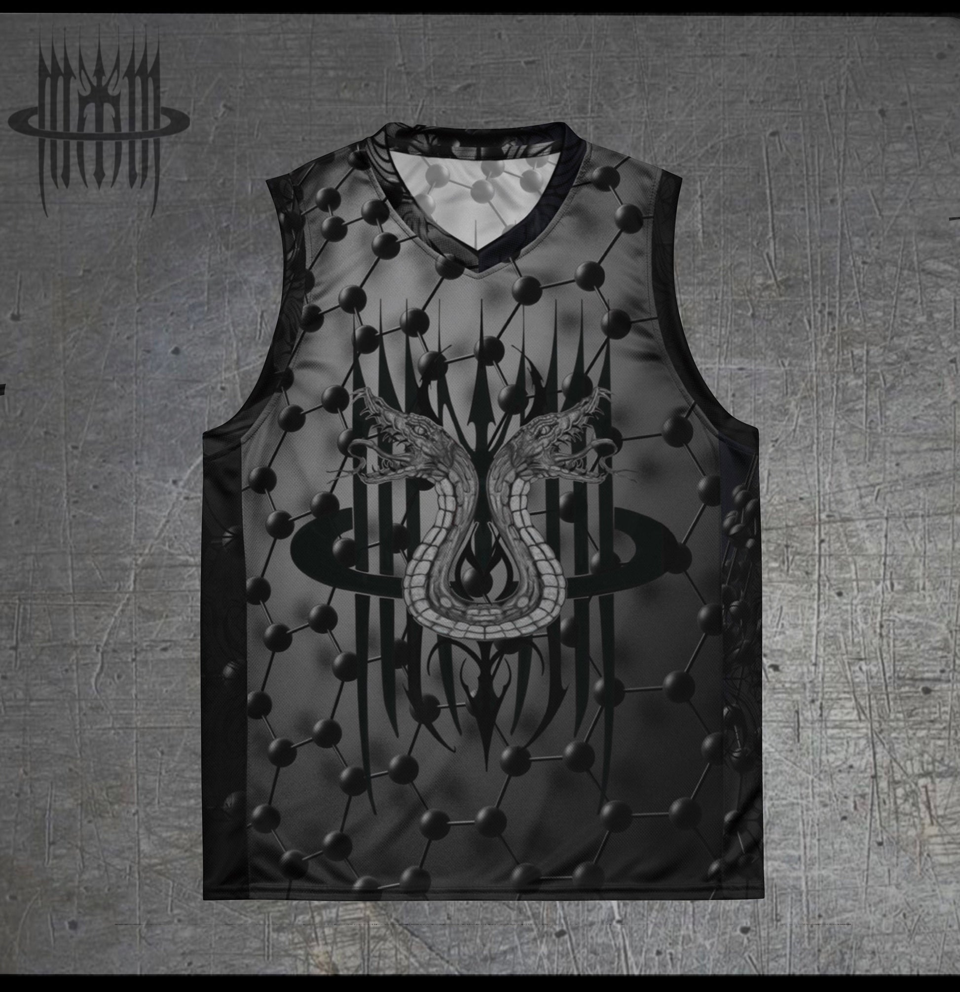 MK0KM Shadow Slam: Gray Dark Gothic Hoops basketball t-shirt DARK STORM TESLA