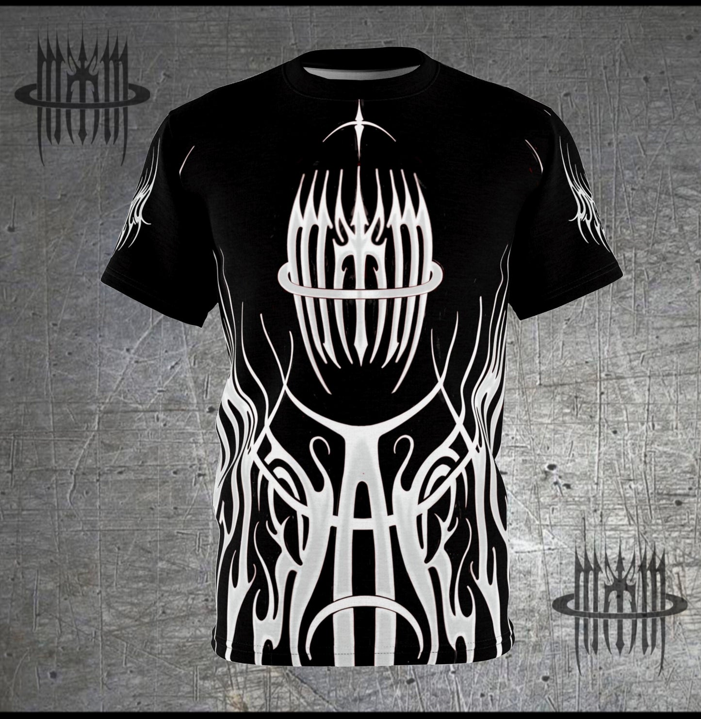 MK0KM Unisex Cut & Sew Tee (AOP) BNS TRU_BLK_WHITX