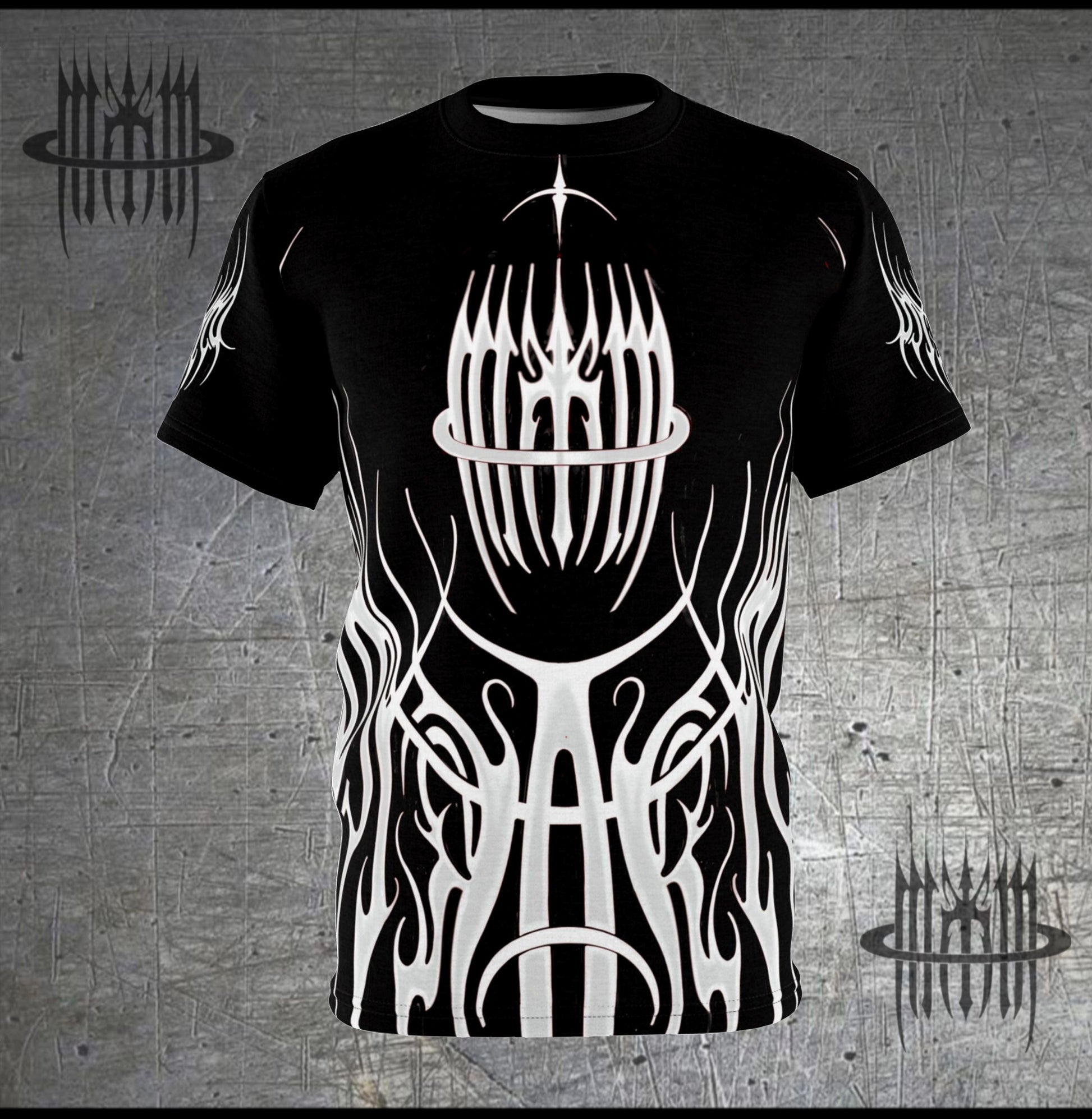 MK0KM Unisex Cut & Sew Tee (AOP) BNS TRU_BLK_WHITX