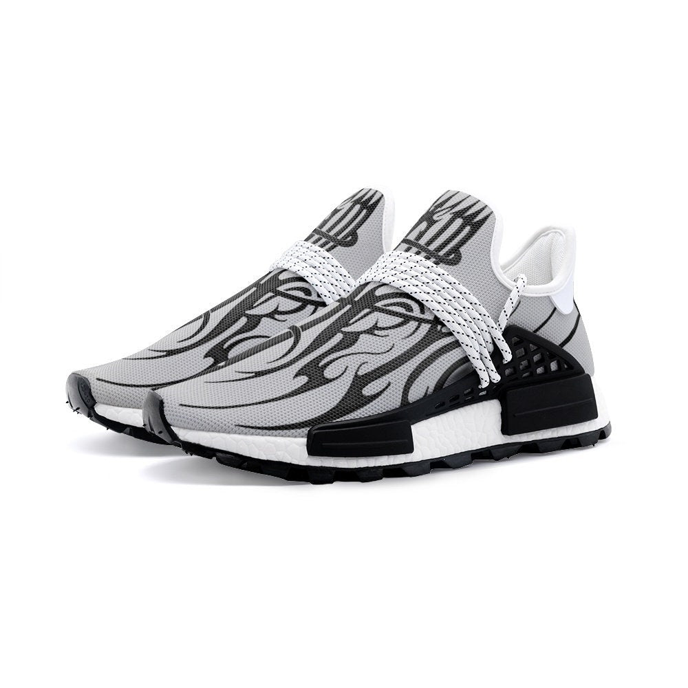 MK0KM Comfortable Eco Sustainable Unisex Sneakers - Dark Wave Goth Style in Grey & Black - Ethically Produced Footwear - Brutal Rave