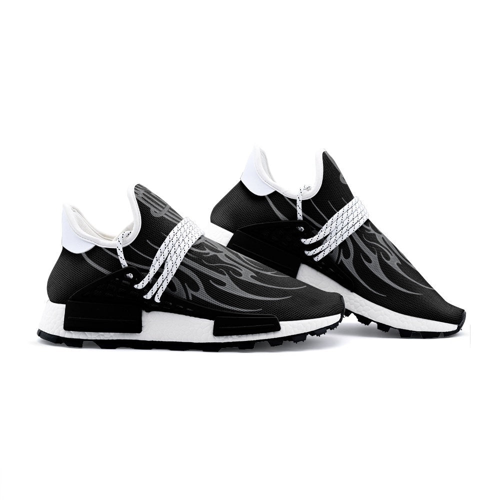 MK0KM Comfortable Eco sustainable Unisex Sneakers - Dark Wave Goth Style in Black & Grey - Ethically Footwear - Brutal Rave