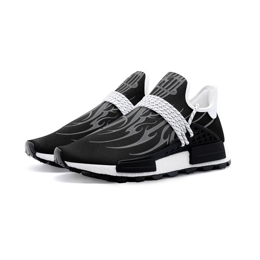 MK0KM Comfortable Eco sustainable Unisex Sneakers - Dark Wave Goth Style in Black & Grey - Ethically Footwear - Brutal Rave