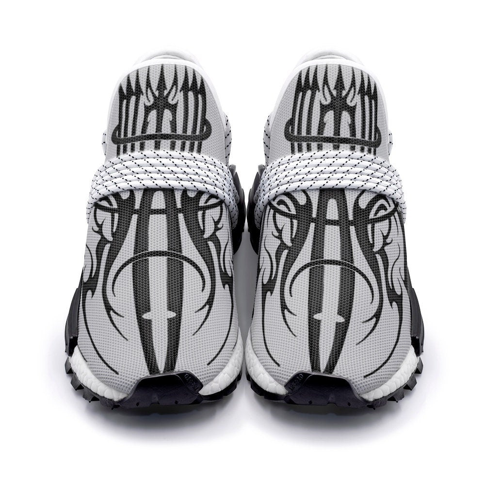 MK0KM Comfortable Eco Sustainable Unisex Sneakers - Dark Wave Goth Style in Grey & Black - Ethically Produced Footwear - Brutal Rave