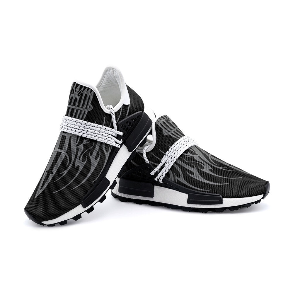 MK0KM Comfortable Eco sustainable Unisex Sneakers - Dark Wave Goth Style in Black & Grey - Ethically Footwear - Brutal Rave