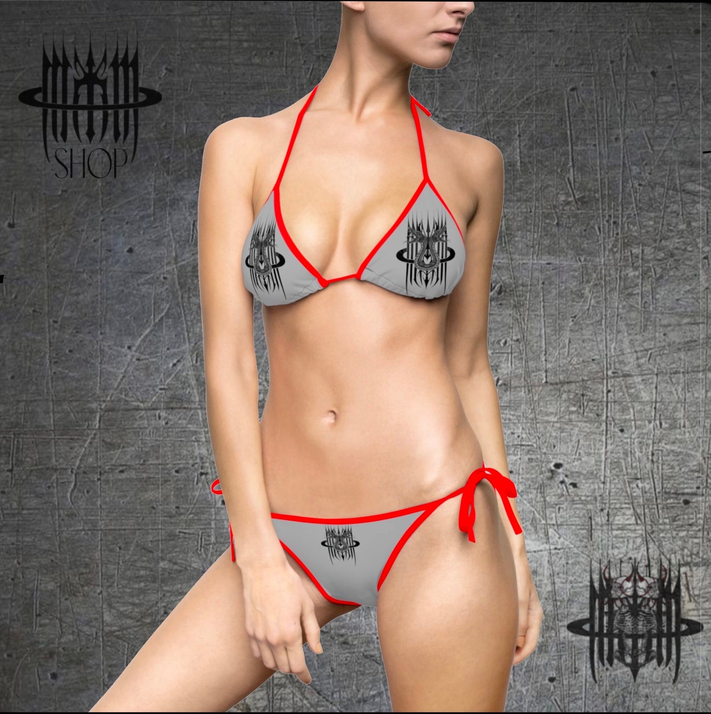 MK0KM of Women's Bikini Swimsuit (AOP) XX Grey Grey