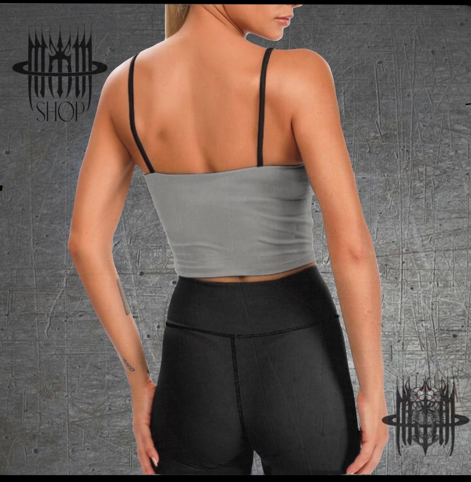MK0KM Vintage Chic: Gothic Elegance, Comfort, and 4 Sphinx Cats on the Cross. Unique Women's Camisole for a Darkly Stylish Statement